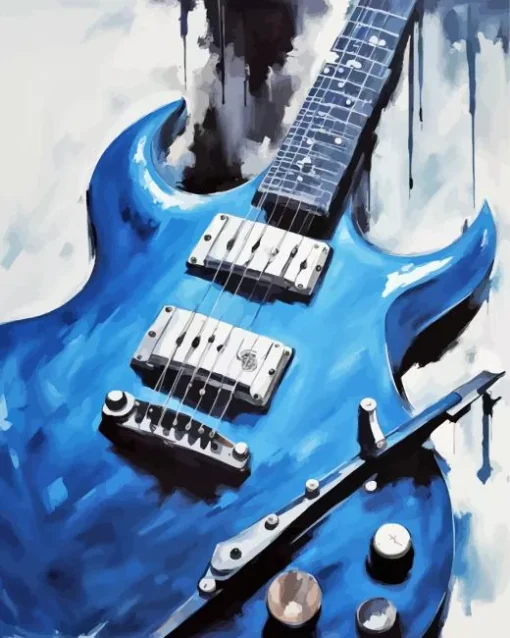 Blue Guitar art Diamond With Numbers