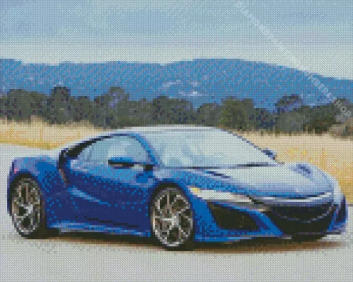 Blue acura nsx car Diamond With Numbers