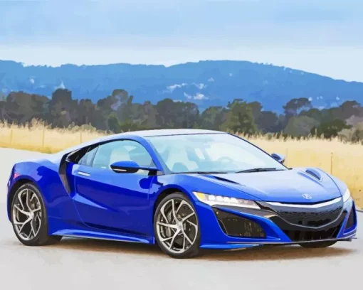 Blue acura nsx car Diamond With Numbers