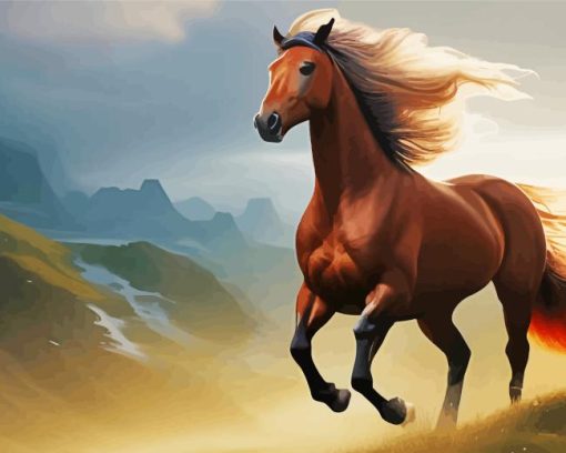 Brown Horse With Blond Hair Diamond By Numbers