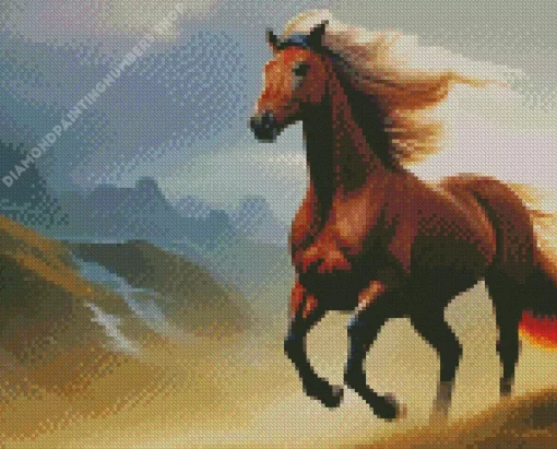 Brown Horse With Blond Hair Diamond By Numbers