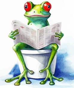 Frog Sitting on the Toilet Reading a Newspaper Diamond By Numbers