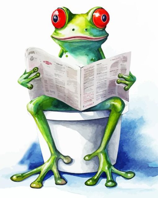 Frog Sitting on the Toilet Reading a Newspaper Diamond By Numbers