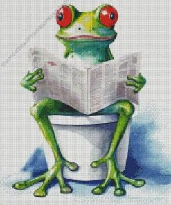 Frog Sitting on the Toilet Reading a Newspaper Diamond By Numbers