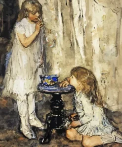Girls Blowing Bubble Art Diamond Paintings