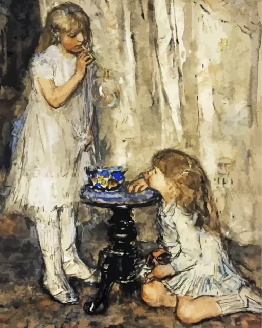 Girls Blowing Bubble Art Diamond Paintings