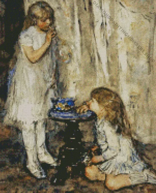 Girls Blowing Bubble Art Diamond Paintings