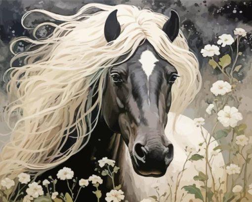 Horse With Blond Hair Diamond By Numbers