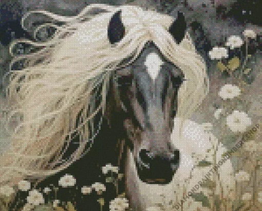 Horse With Blond Hair Diamond By Numbers