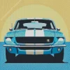 Illustration blue 60s mustang Diamond With Numbers