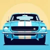 Illustration blue 60s mustang Diamond With Numbers