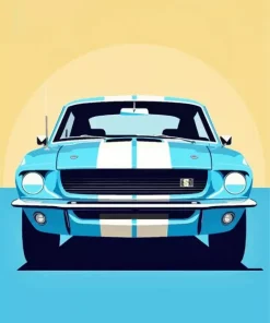 Illustration blue 60s mustang Diamond With Numbers