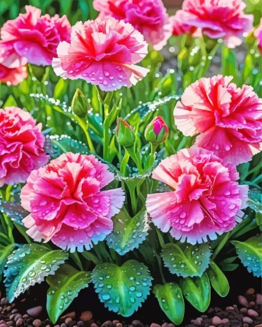 Pink blooming carnation Diamond Paintings