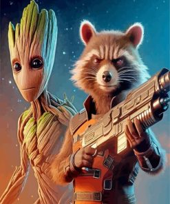 Rocket and Groot fortnite Diamond By Numbers