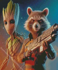 Rocket and Groot fortnite Diamond By Numbers