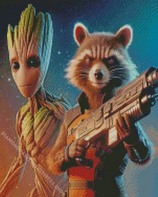 Rocket and Groot fortnite Diamond By Numbers