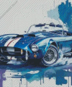 Shelby blue ac cobra car art Diamond With Numbers
