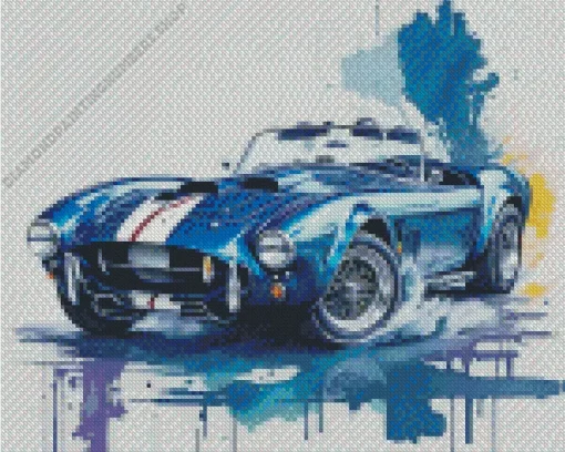 Shelby blue ac cobra car art Diamond With Numbers