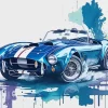 Shelby blue ac cobra car art Diamond With Numbers