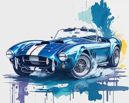 Shelby blue ac cobra car art Diamond With Numbers