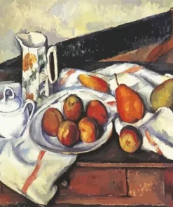 Still Life with Sugar Bowl Jug and Plate of Fruit Diamond Paintings