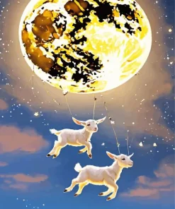 adorable white goats Diamond With Numbers
