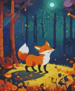 aesthetic fall fox art Diamond With Numbers