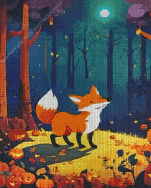 aesthetic fall fox art Diamond With Numbers