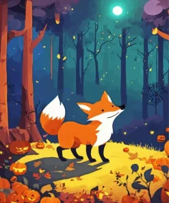 aesthetic fall fox art Diamond With Numbers