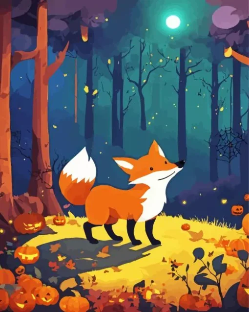 aesthetic fall fox art Diamond With Numbers