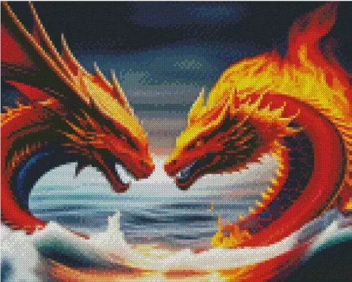 aesthetic fire dragon Diamond Paintings