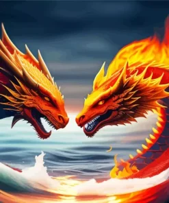 aesthetic fire dragon Diamond Paintings
