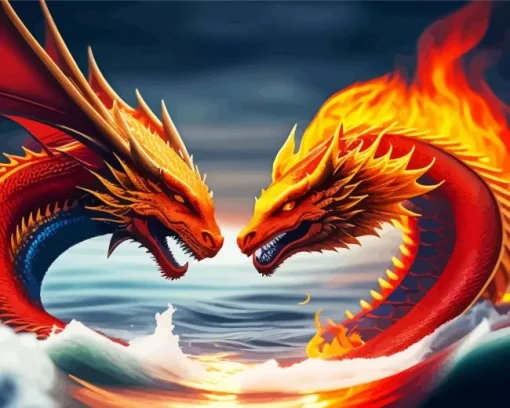 aesthetic fire dragon Diamond Paintings
