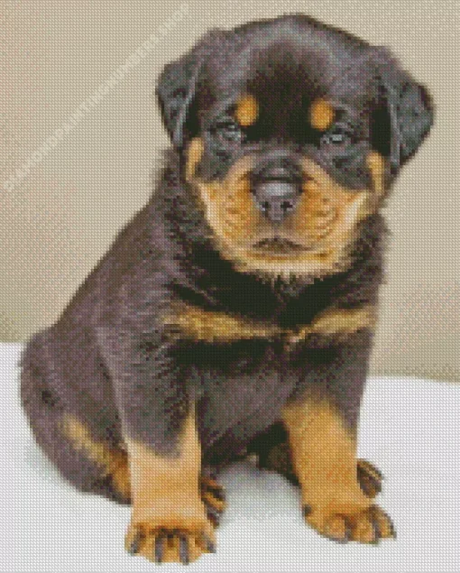 baby rottweiler Diamond With Numbers
