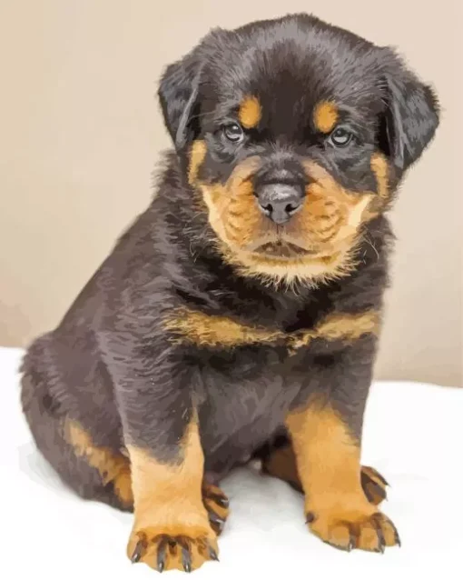 baby rottweiler Diamond With Numbers