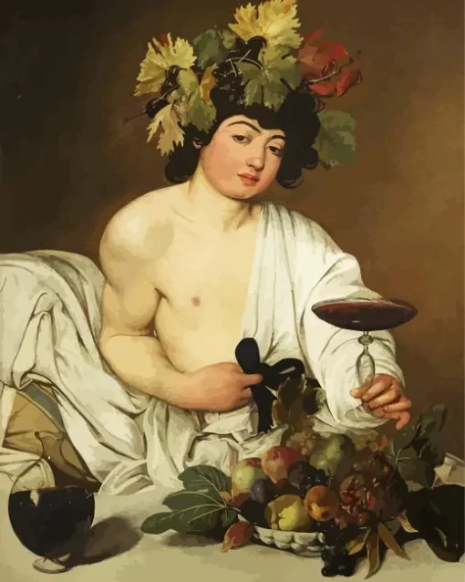 bacchus by caravaggio Diamond With Numbers