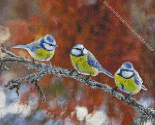 birds blue eurasian Diamond By Numbers