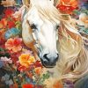 blond hair horse and flowers Diamond By Numbers