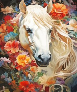 blond hair horse and flowers Diamond By Numbers