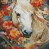 blond hair horse and flowers Diamond By Numbers