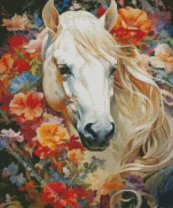 blond hair horse and flowers Diamond By Numbers