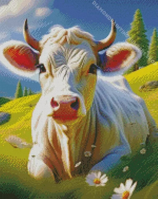 blonde cow in farm Diamond Dotz