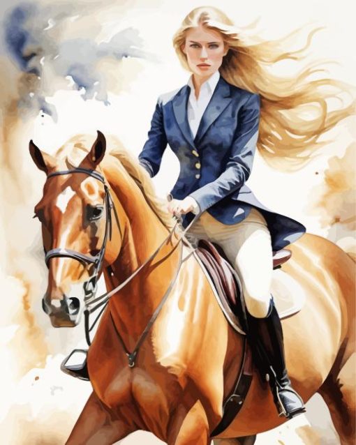 blonde girl and horse Diamond By Numbers