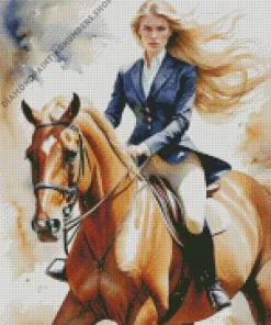 blonde girl and horse Diamond By Numbers
