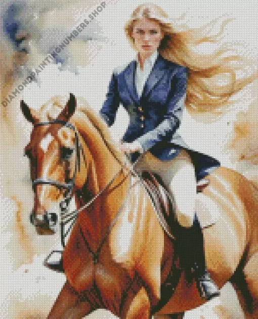 blonde girl and horse Diamond By Numbers