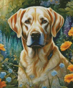blonde labrador Diamond With Numbers