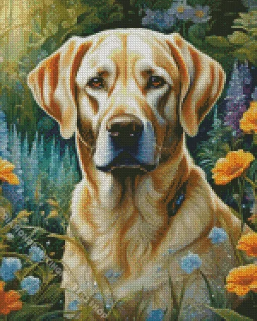 blonde labrador Diamond With Numbers