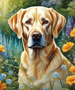 blonde labrador Diamond With Numbers