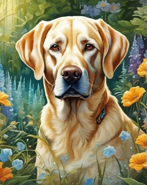 blonde labrador Diamond With Numbers