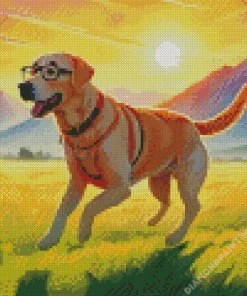 blonde labrador wearing glasses Diamond With Numbers